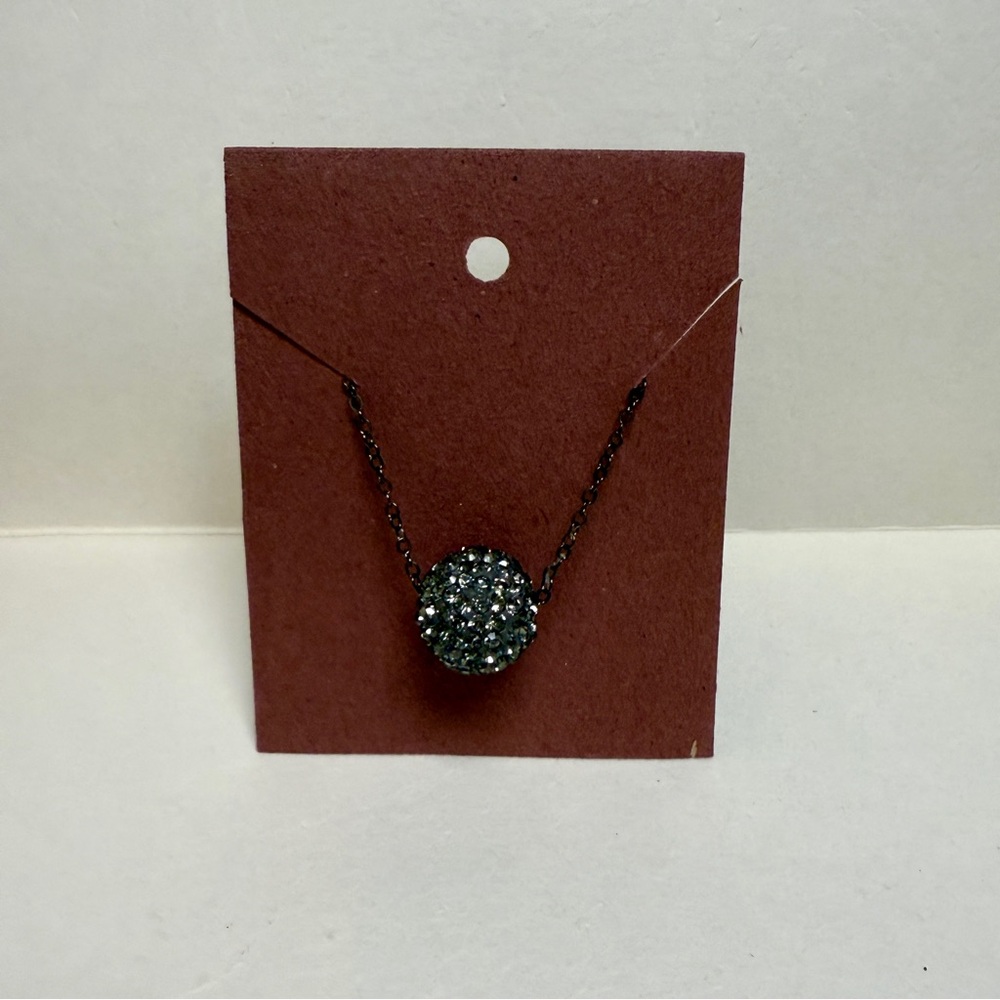 Chunky Gunmetal Crystal Bead Pendant Necklace
